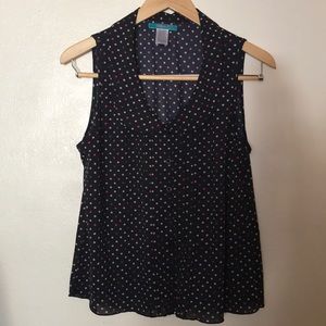 Sleevless Polka Dot Blouse